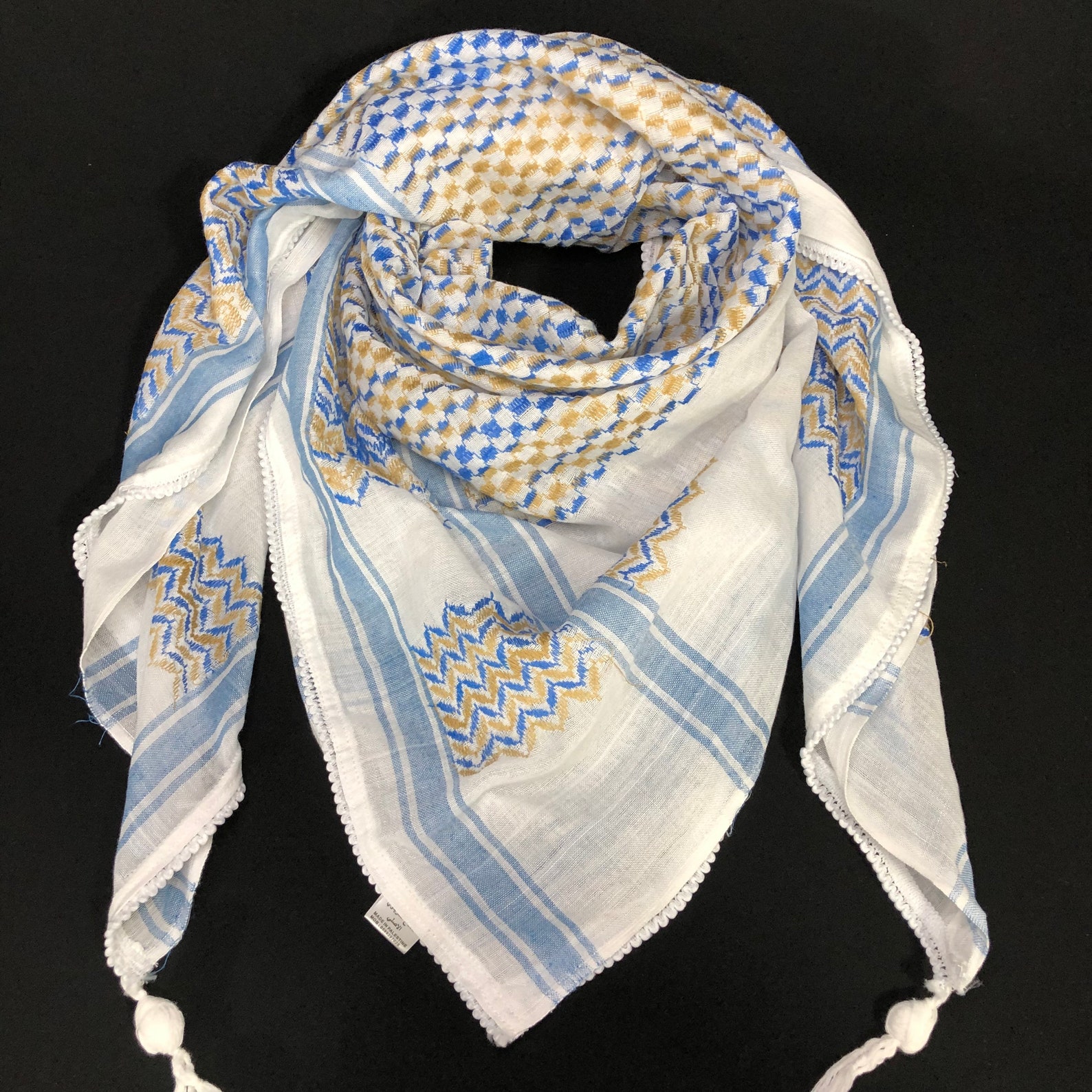 Hirbawi Shemagh Keffiyeh Arab Scarf Palestine Blue Yellow on Etsy