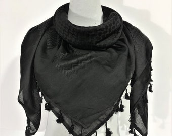 Shemagh Keffiyeh Bufanda árabe Palestina Puro Negro Kufiya Arafat Hatta Marca original 100% Algodón Bufandas unisex Tamaño 47 "* 47" Verano fresco 2024