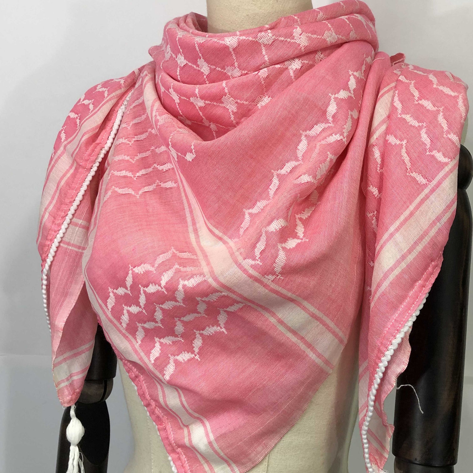 Hirbawi Shemagh Keffiyeh Arab Scarf Palestine White Pink | Etsy