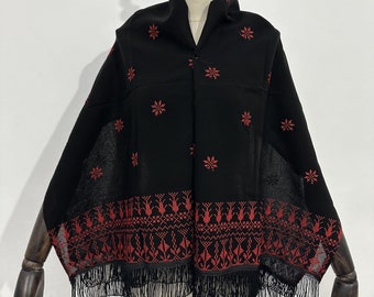 Palestinian Embroidery Tatreez Rectangular Wrap Shawl Red Arab Bedouin Heritage Falahi Dress Light Scarf Original Scarves Gift Women 2024