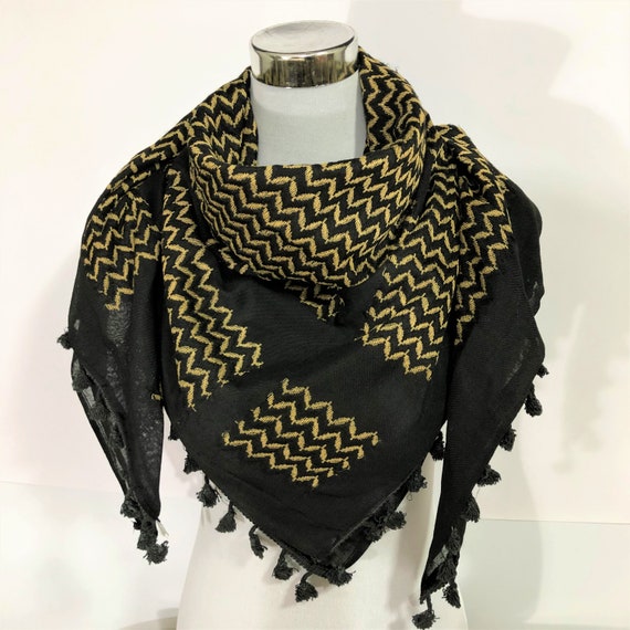 Keffiyeh black and beige palestine scarf