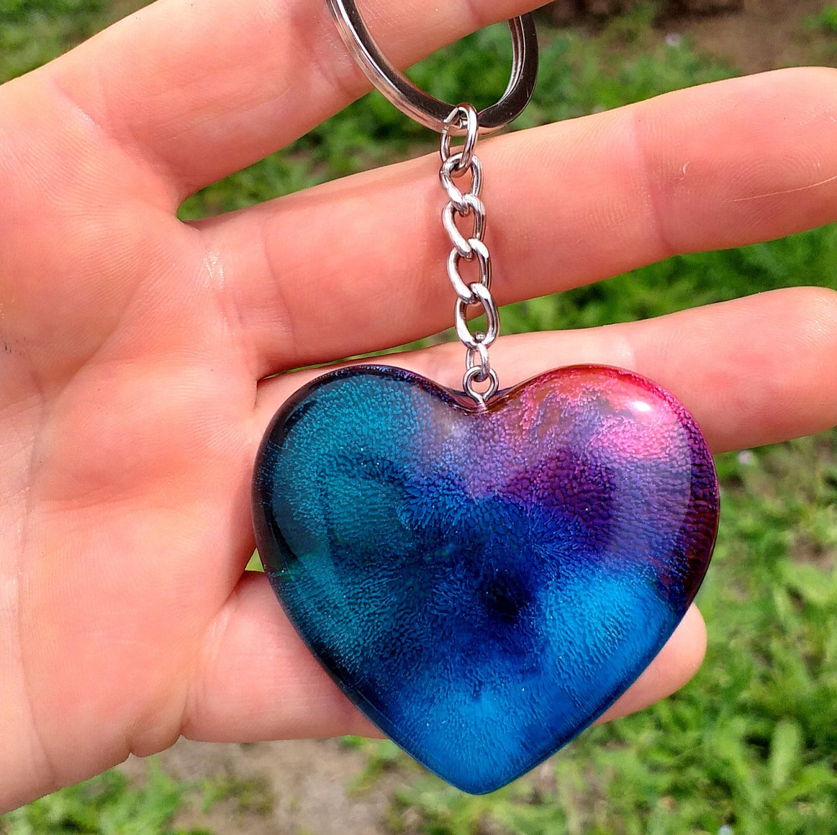Heartshaped keychain colorful keychain explosion of colors Etsy