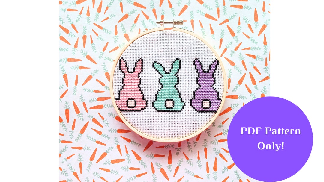 Easter Bunnies Cross Stitch PATTERN | PDF Instant Download | Digital ...