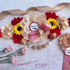 Baby Q Baby Shower Sash ,BBQ Maternity Sash ,Pregnancy Sash Belt ,Mom to be Sash , Q Maternity Belt, Baby Bump Sash , Daddy Pin