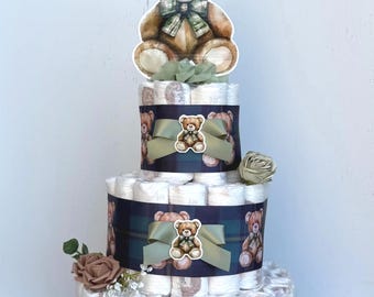 Teddy Bear Diaper Cake Baby Shower Centerpiece