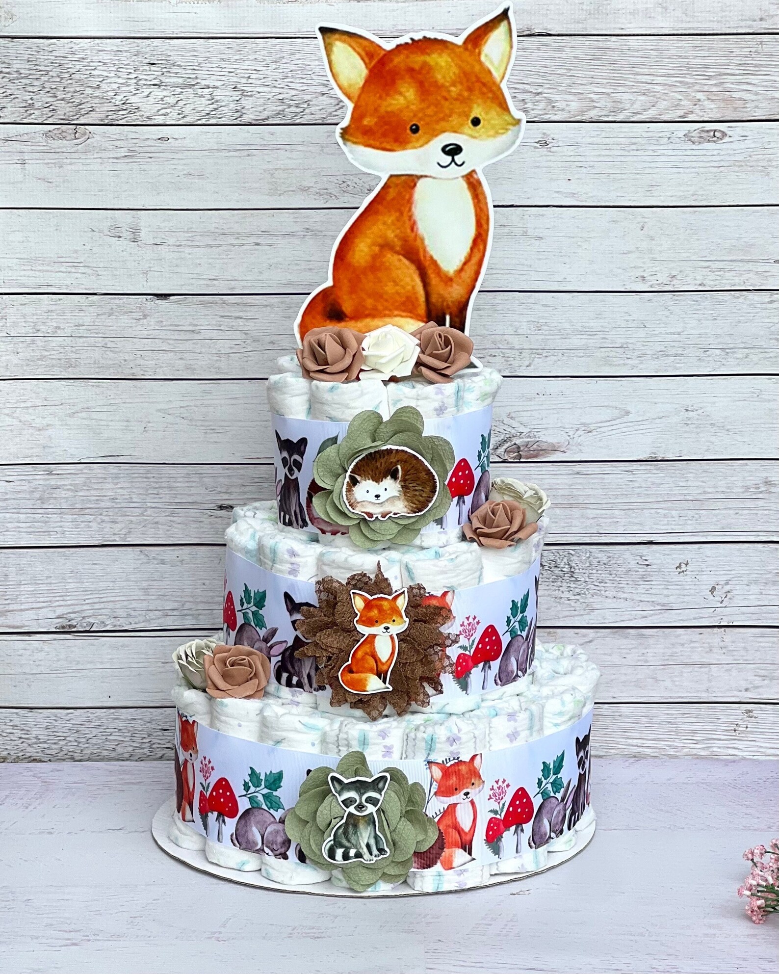 Woodland Diaper Cake Boy, Woodland Baby Shower ,baby Shower Gift, Baby ...