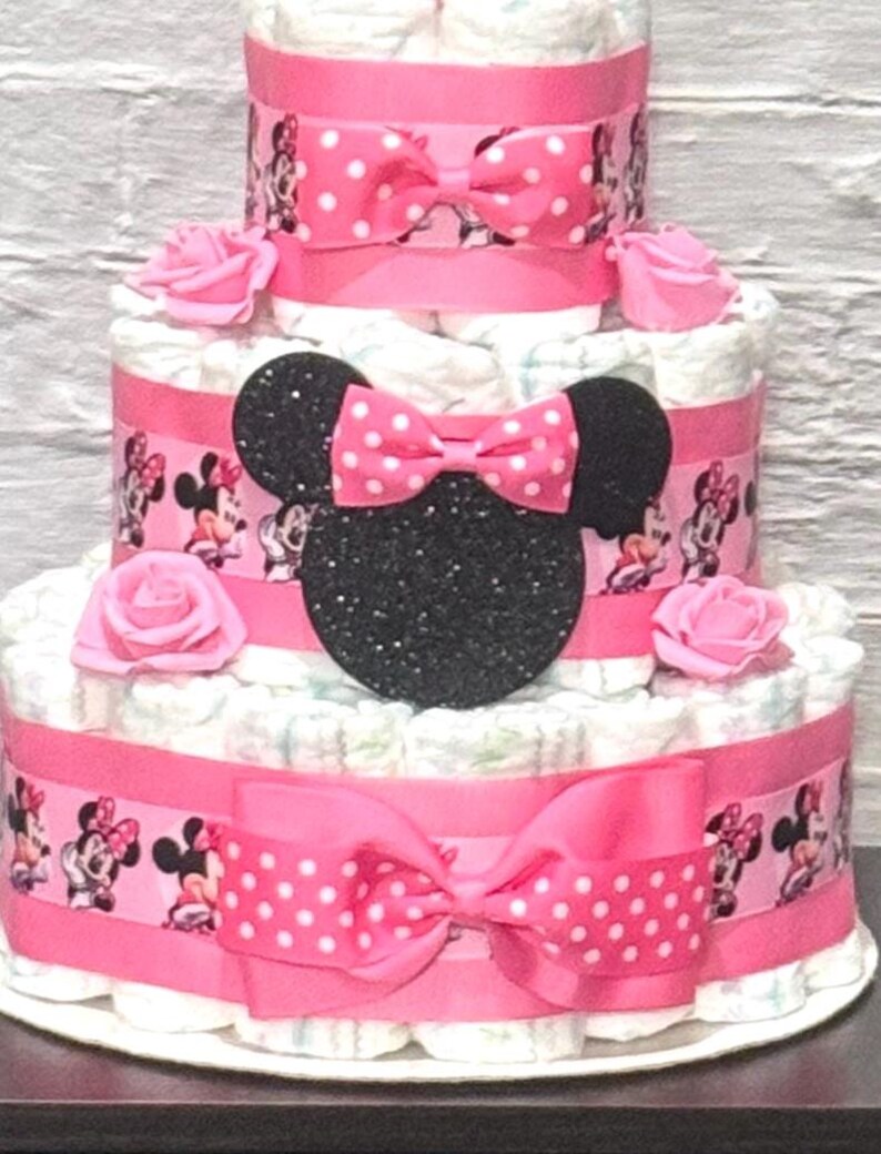 Minnie Mouse Diaper Cake Girl Minnie Mouse Baby Shower Girl Minnie ...