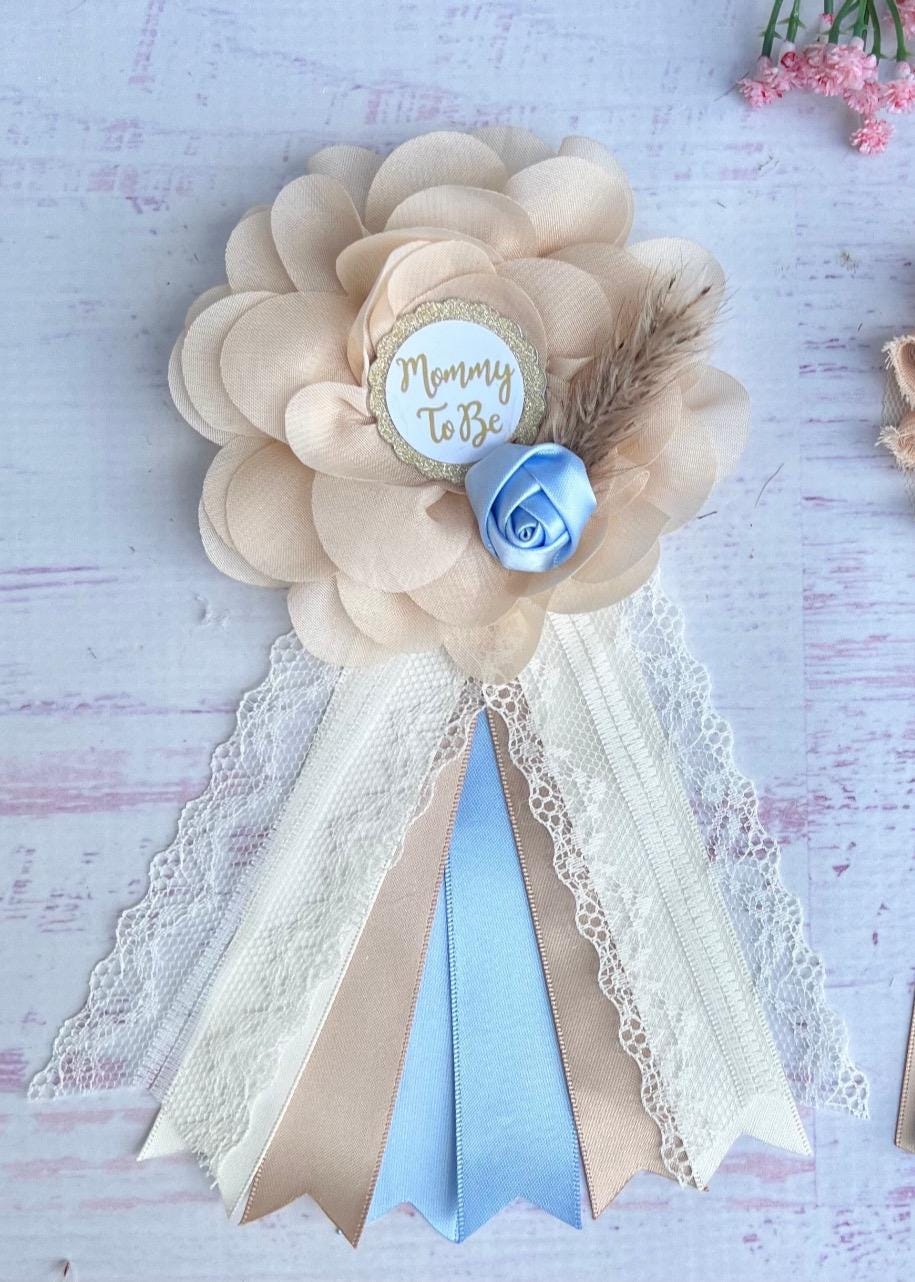 Boho Baby Shower Corsage, Boy or Girl Boho Pin, Mom and Dad to Be Pins ...