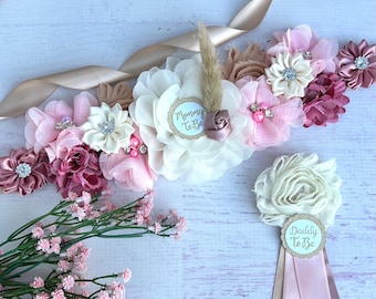 Boho Dusty Pink Dusty Rose Baby Shower Sash ,Pink Boho Baby Shower Girl , Maternity Sash, Maternity Belt ,Boho Baby Shower Sash ,Mommy to be