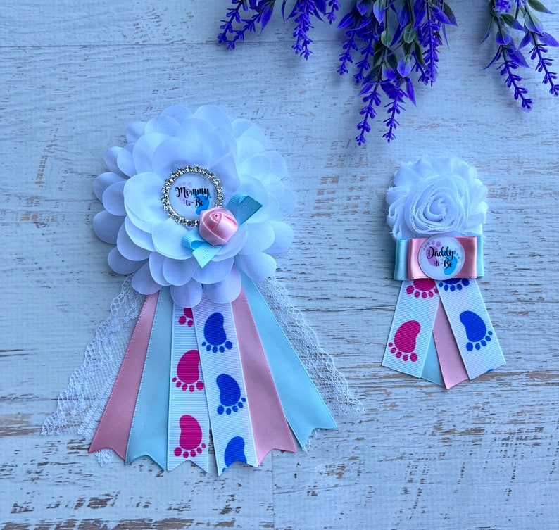 Gender Reveal Baby Shower Sash Maternity Sash Pink Blue Mommy Etsy