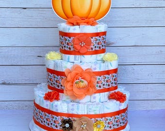 Pumpkin Diaper Cake Little Pumpkin Baby Shower Gender Neutral Baby Shower Decoration Table Centerpiece Decoration Fall Pumpkin Decoration