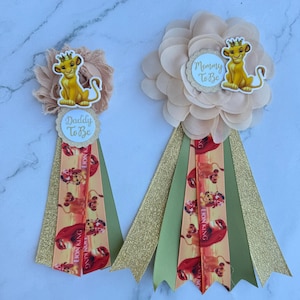 Lion King Baby Shower Pins , Lion King Baby Shower Corsages , Mom and Dad Pins, Gender Neutral Baby Shower , Family Pins ,Lion Baby Shower