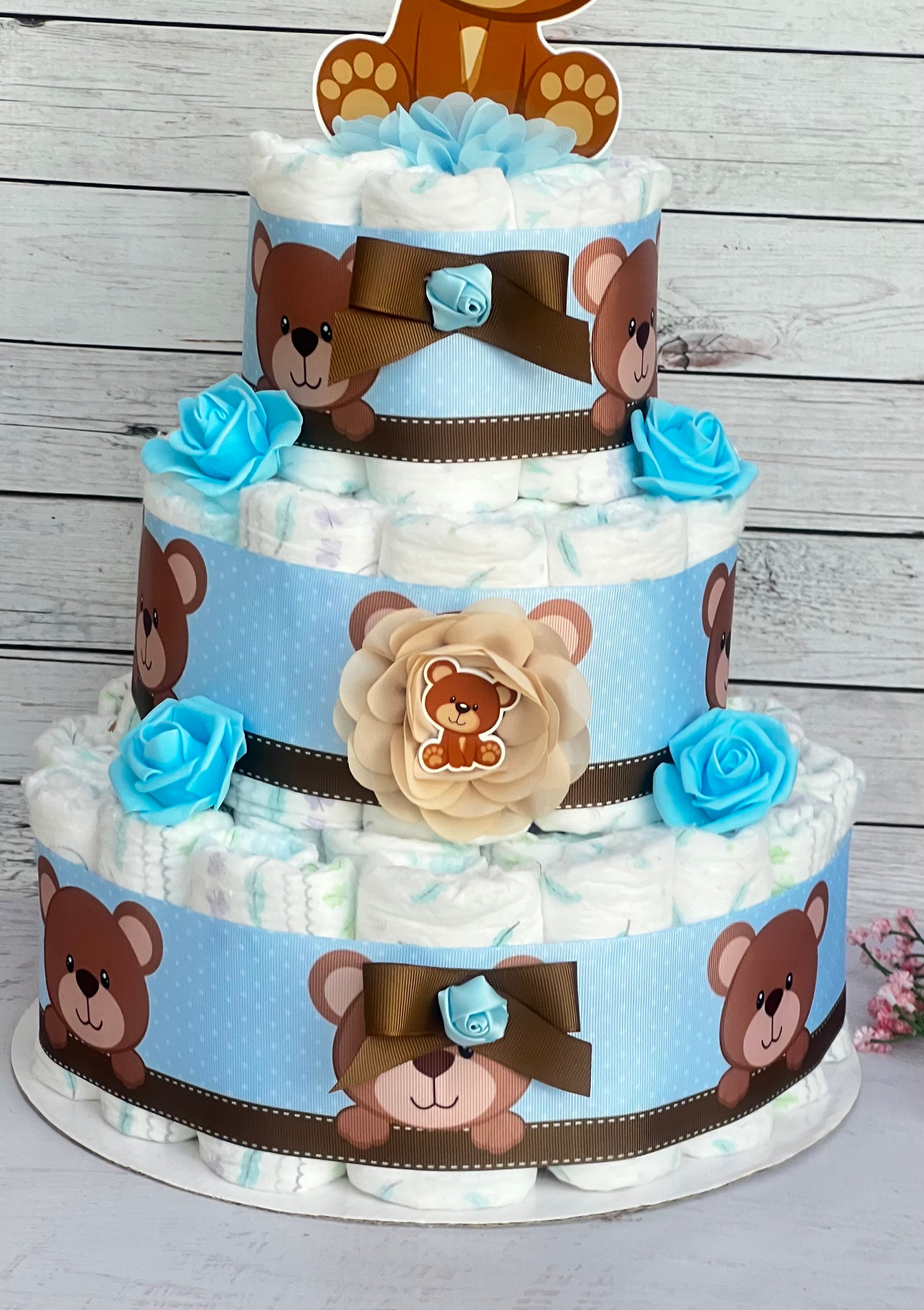 Teddy Bear Diaper Cake Boy, Teddy Bear Baby Shower Boy ,baby Shower ...