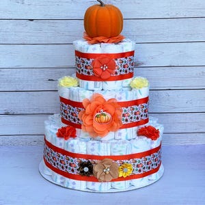 Little Pumpkin Diaper Cake Little Pumpkin Baby Shower Gender Neutral Baby Shower Centerpiece Decoration Baby Shower Gift Fall Baby Shower