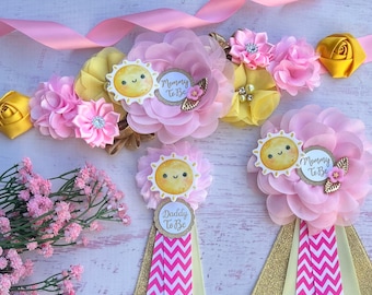 Sunshine Baby Shower Sash ,Here Comes The Sun ,Sunshine Maternity Belt ,Maternity Sash ,Baby Bump Sash, Pregnancy sash , Baby Shower Girl
