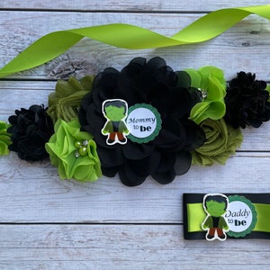 Frankenstein Maternity Sash Frankenstein Baby Shower Sash Black Green Frankenstein Maternity Sash Pregnancy Sash Mommy to be Sash