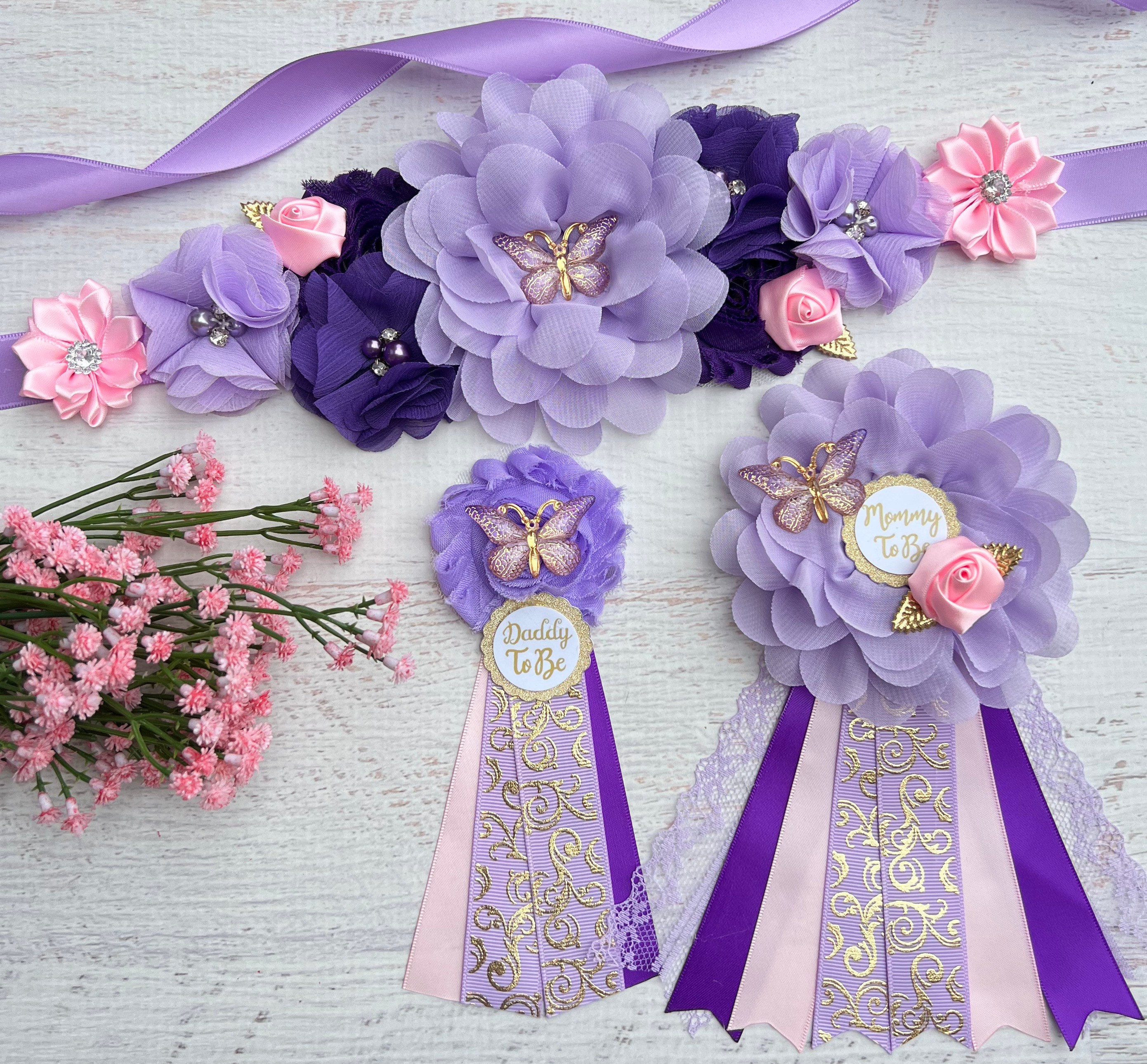 Maternity sash set 517 Pink Mommy to Be Maternity Sash, Pink Maternity Sash for  main image 3