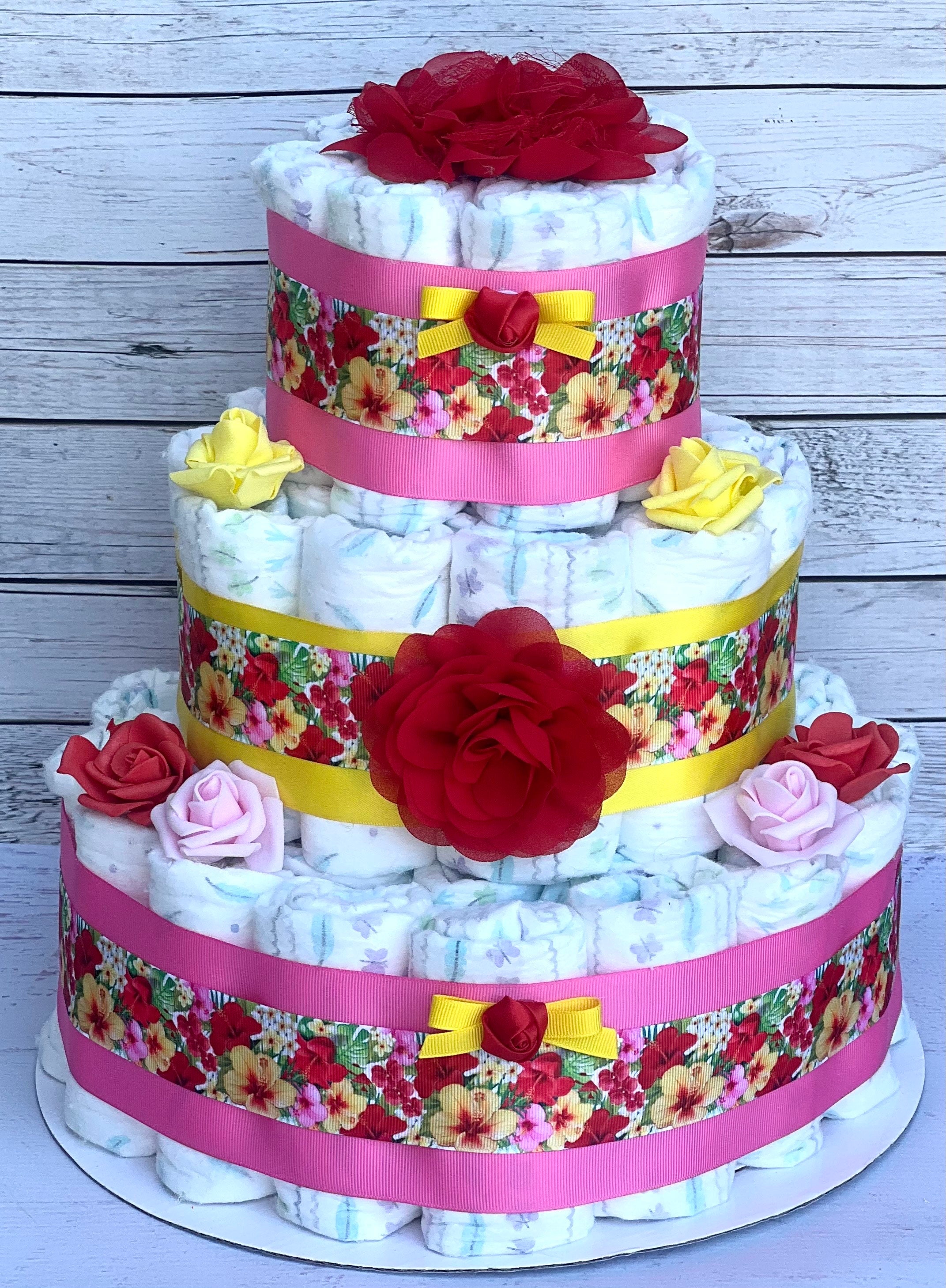 Spring Diaper Cake Baby Shower Girl Garden Wildflower Baby Shower Table Centerpiece Baby Shower Decoration Baby in Bloom