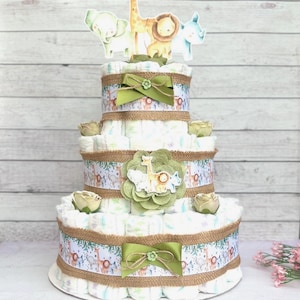 Safari Diaper Cake Jungle Baby Shower Baby Shower Centerpieces Decorations Baby Shower Gift Baby Shower Decoration Gender Neutral Shower