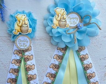 Classic Winnie The Pooh Baby Shower Corsages Classic Pooh Pins Mommy Pins Choose The Color Pooh Baby Shower Pin Mommy Corsages Mommy Ribbons