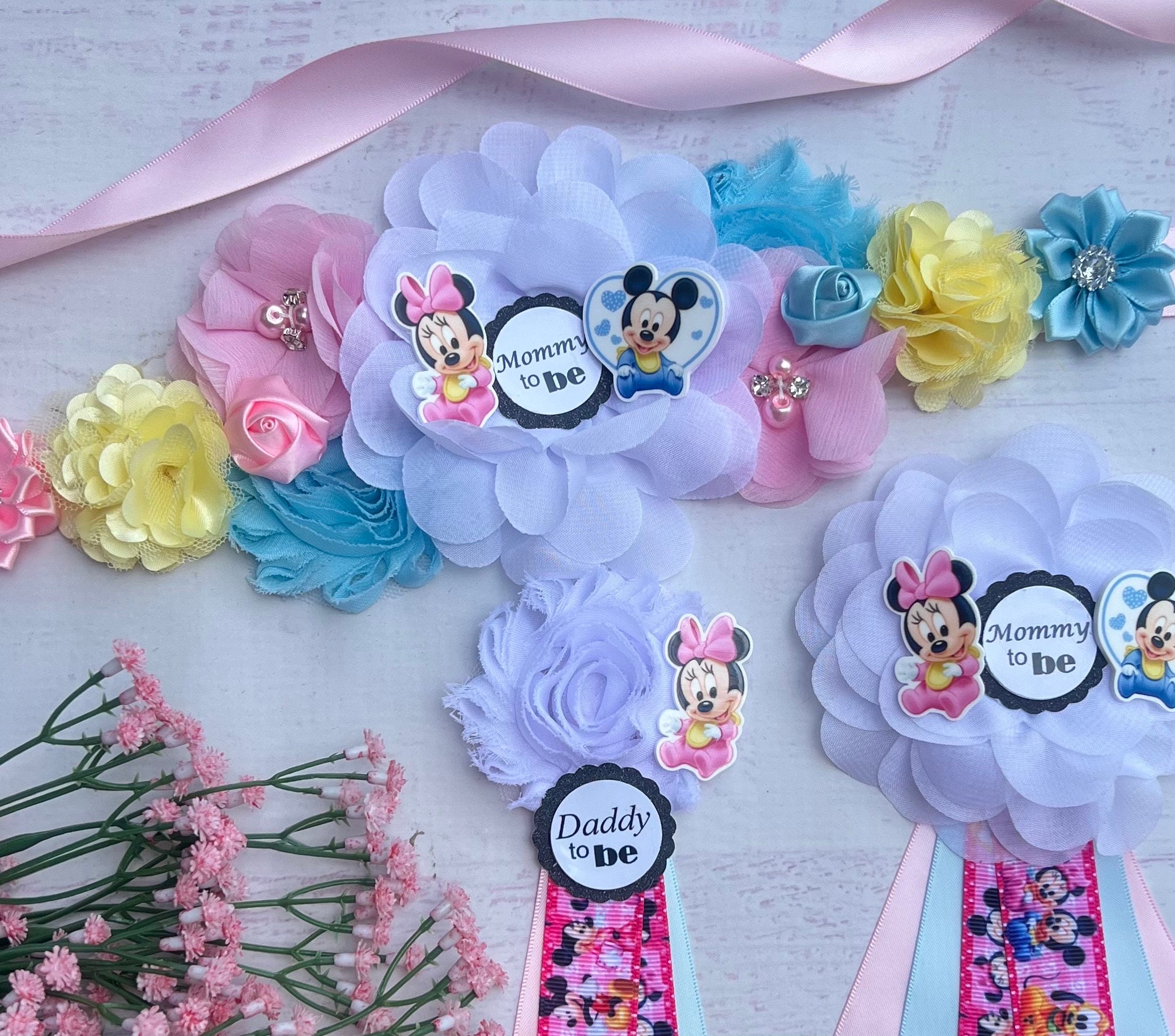 Mickey Mouse maternity sash. Belly sash. Handmade. Baby Mickey Baby Shower Sash , Baby Mickey Maternity Sash  main image 3