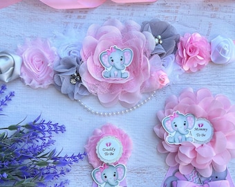 Elephant Maternity Sash Elephant Baby Shower Sash Pregnancy Belt Pink Elephant Sash Belt Mom to be Sash Baby Bump Sash