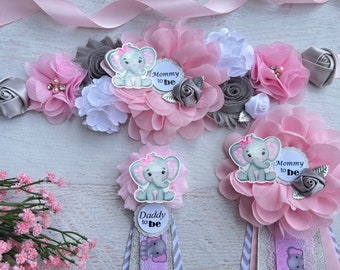 Elephant Baby Shower Sash, Pink Elephant Maternity Sash Baby Shower Sash , Elephant Sash ,Mommy to be Sash, Baby Shower Girl ,Baby Bump Sash