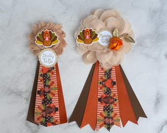 Turkey Baby Shower Corsages ,Fall Mommy and Daddy Pins