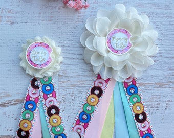 Sprinkles Baby Shower Corsage Mommy to be Pin Mommy To Be Ribbon Mommy To Be Corsage Baby Shower Pin Donut Baby Shower Pin