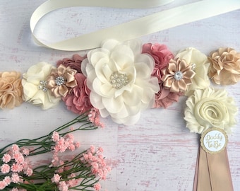 Boho Dusty Pink Baby Shower Sash ,Boho Pink Baby Shower Girl , Maternity Sash, Maternity Belt , Boho Baby Shower Sash ,Mommy to be