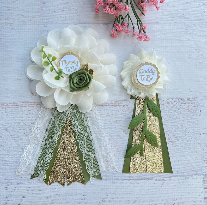 Greenery Baby Shower Corsage Baby Shower Pin Mommy to Be Pin Etsy