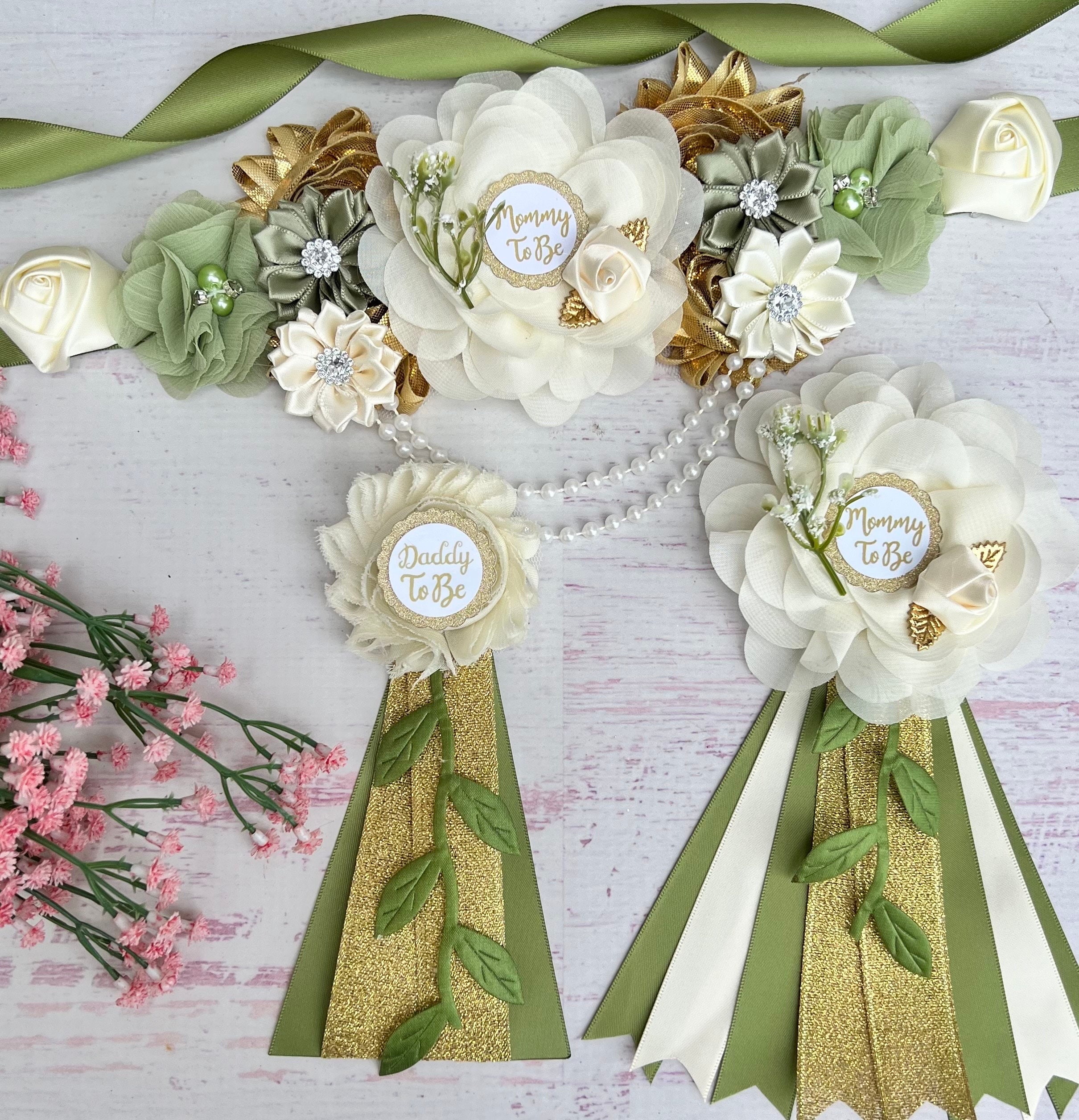 6579 Baby Shower Sash For Mom Flower Pearls Rhinestone Maternity Little Princess Baby Shower Sash/pink,purple White Baby  main image 4