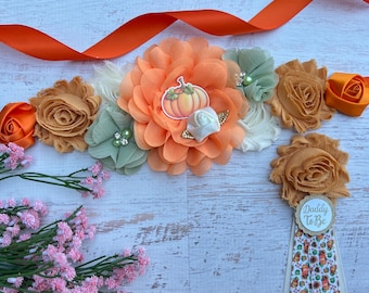 Faja de baby shower de calabaza, faja de maternidad de calabaza, faja de calabaza, baby shower de otoño, faja de baby shower de otoño, cinturón de maternidad de calabaza