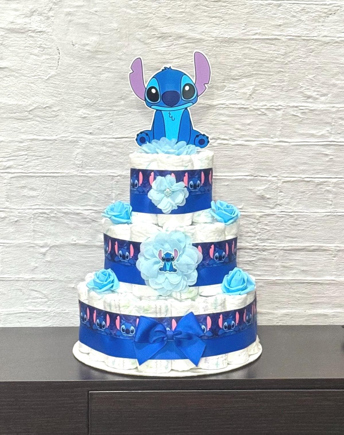 Stitch Diaper Cake Baby Shower 3 tier Diaper Cake Stitch Baby Shower Centerpieces Shower Decoration Table Centerpieces Baby Shower Gift