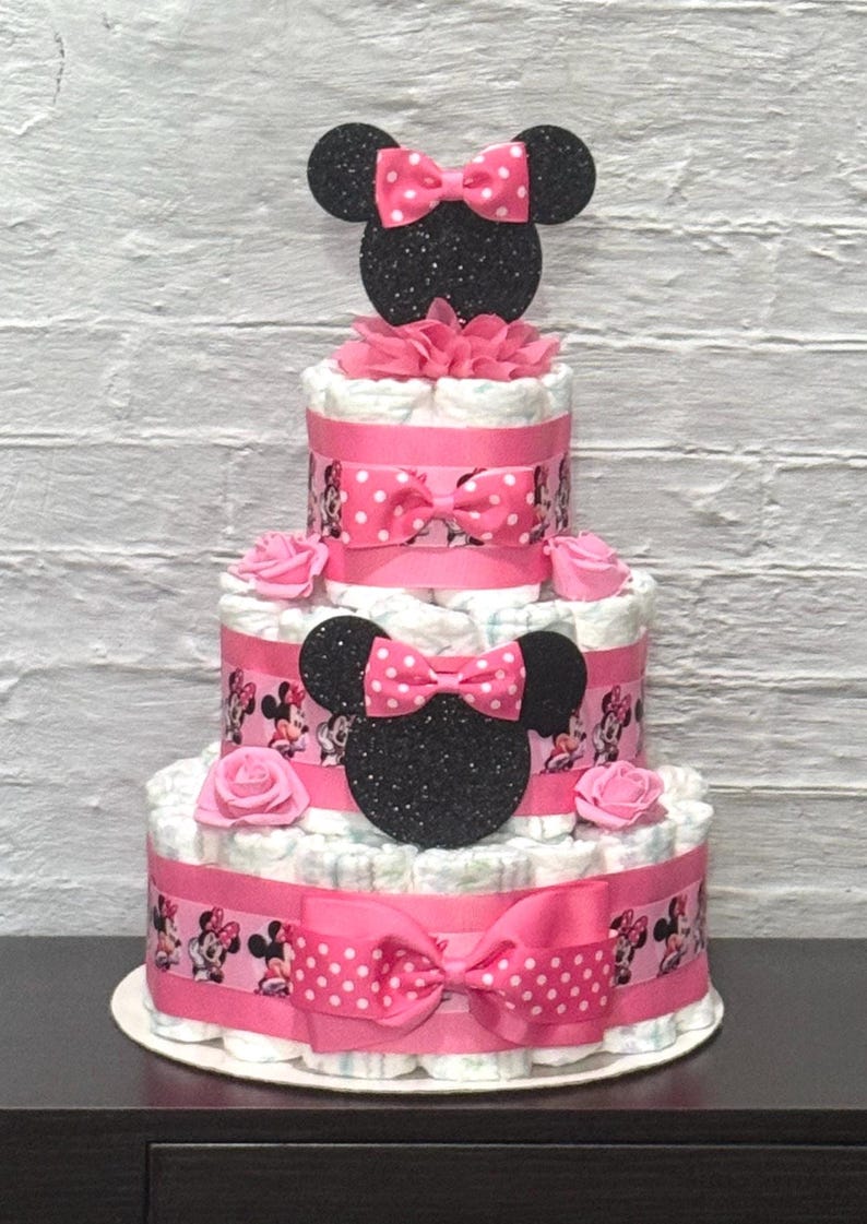 Minnie Mouse Diaper Cake Girl Minnie Mouse Baby Shower Girl Minnie ...