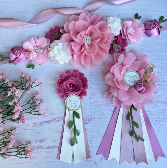 2984 Sparkle Maternity Sash Bridesmaid Wedding Wedding Floral Belt , Peach Cream White Bridal Belt  main image 4