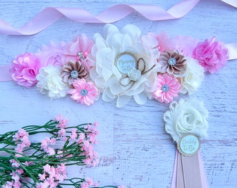 Pink Boho Baby Shower Sash , Boho Maternity Sash ,Blush Pink Boho Baby Shower Sash , Baby Shower Girl.  ,Pregnancy Sash ,Mommy Sash