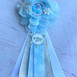 Frozen Birthday Corsage Frozen Corsage Frozen Birthday Party Corsage Elsa Corsage Pin Blue Silver Frozen Birthday Pin