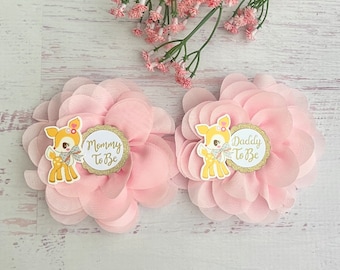 Deer Baby Shower Corsages Deer Baby Shower Pins Mom and Dad to be Pins Baby Shower Girl Family Pin Grandma pins Woodland Baby Shower