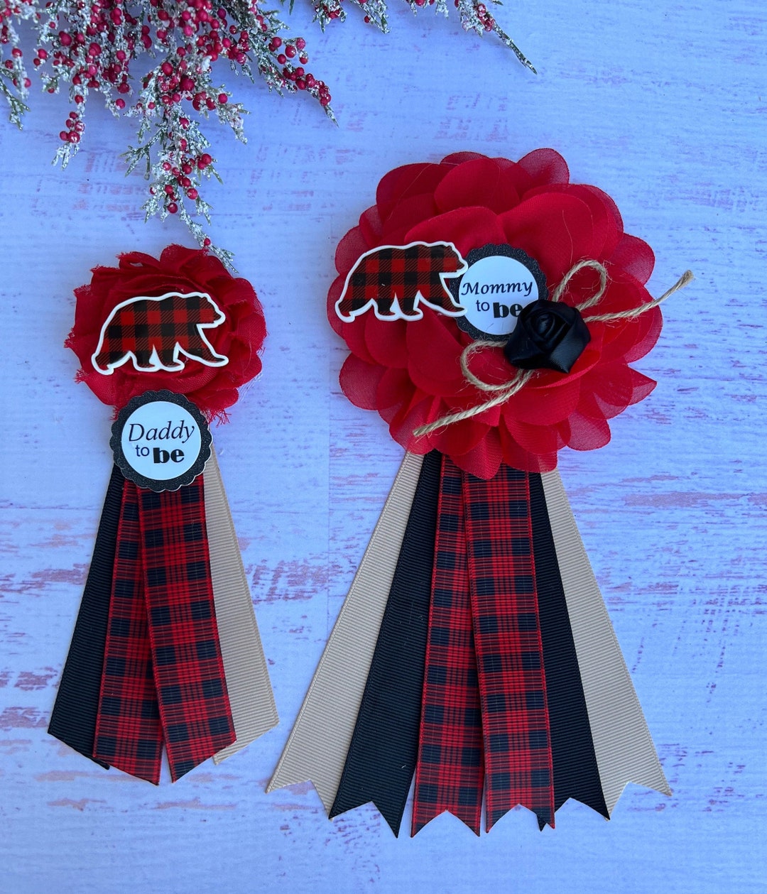 lumberjack-baby-shower-corsage-buffalo-plaid-bear-baby-shower-etsy