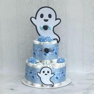 2 tier Ghost Diaper Cake Boy Ghost Baby Shower Centerpiece Baby Shower Gift, Baby Shower Decoration, Shower Table Centerpiece