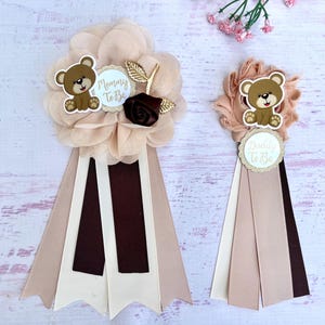 Oso de peluche bebé ducha corsage oso de peluche bebé ducha pin mamá y papá pines mamá cinta mamá para ser ramillete salvia peluche género ducha neutral