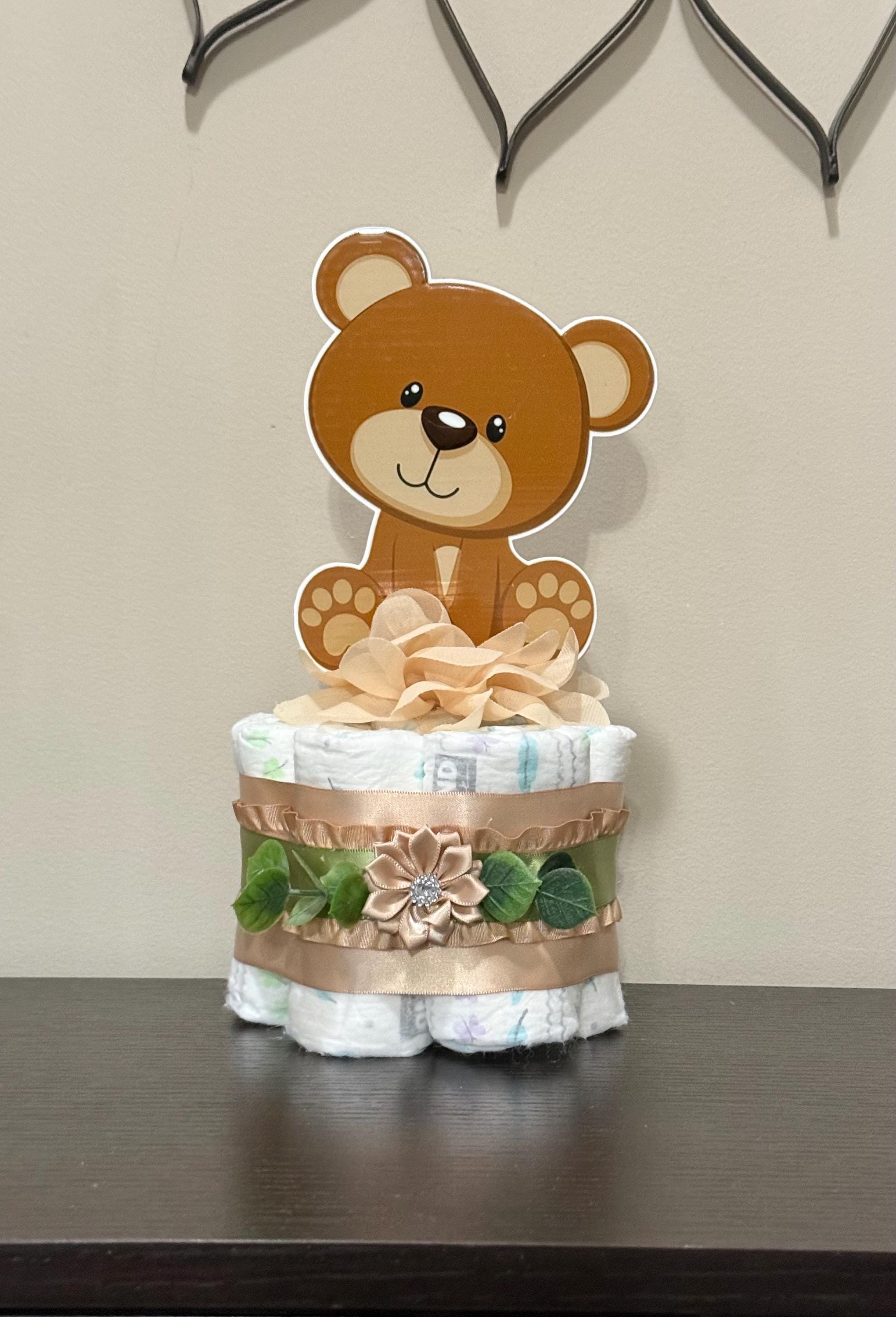 Teddy Bear Diaper Cakes (set of 3) - Boho Gender Neutral Baby Shower ...