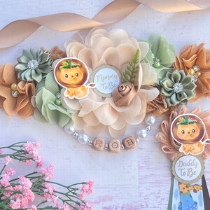 Safari Baby Shower Maternity Sash Gender Neutral ,Mommy to be Pregnancy Sash, Jungle Baby Shower Corsages