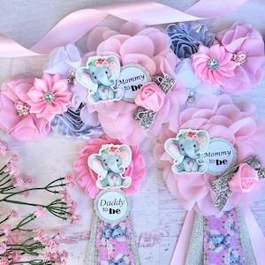 Faja de elefante para baby shower, faja de maternidad con elefante rosa, faja para baby shower, faja de elefante, faja para futura mamá, baby shower de niña, prendedor para baby shower