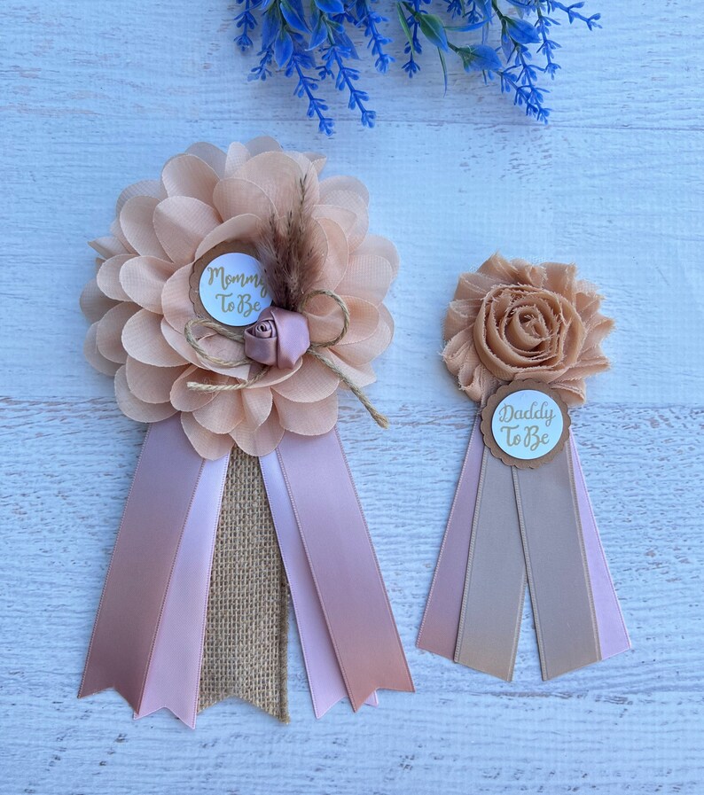 Boho Baby Shower Corsage Pink Boho Mommy to Be Pin Bohemian Etsy
