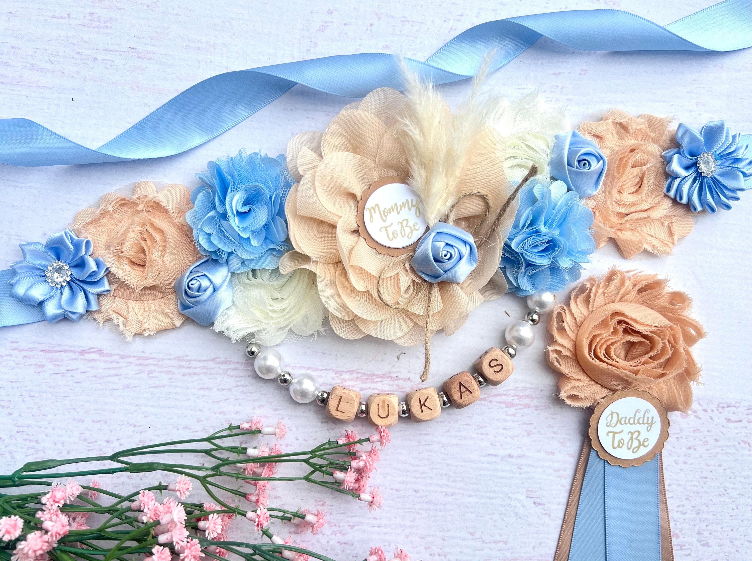 Reversible RIBBON Belt - pink, blue, brown flowers Pink Ribbon Belt - Etsy main image 4