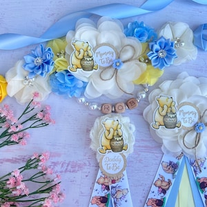 Classic Winnie the Pooh Baby Shower Sash ,Classic Pooh Maternity Sash Boy , Pregnancy Sash Belt ,Mommy to be Sash ,Winnie the Pooh Sash