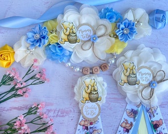 Classic Winnie the Pooh Baby Shower Sash ,Classic Pooh Maternity Sash Boy , Pregnancy Sash Belt ,Mommy to be Sash ,Winnie the Pooh Sash