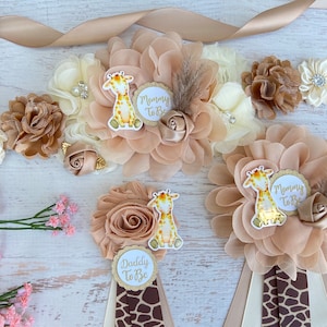 Giraffe Baby Shower Maternity Sash Giraffe Maternity Belt Safari Maternity Belt Mom to be Sash Gender Neutral Baby Shower Sash